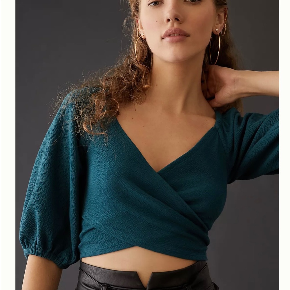 Anthropologie - Maeve - crossfront puff sleeve top